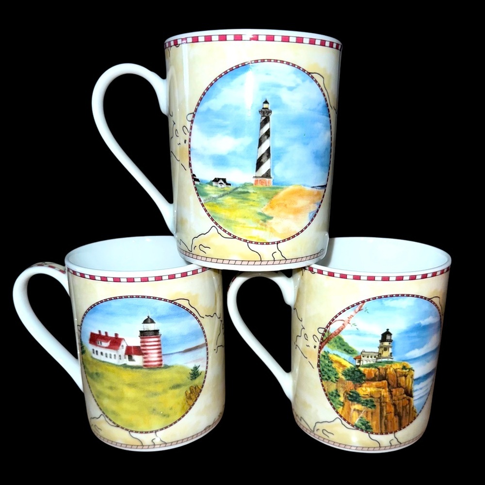 AMERICAN ATELIER “SIGNALS” PORCELAIN MUGS